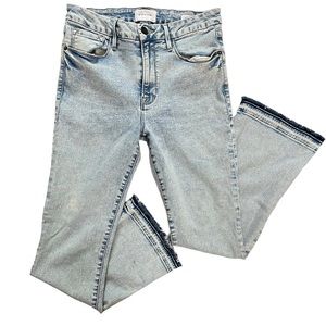 FRAME Blue Acid Wash Le Crop Mini Book Raw Hem Pali Jeans 28